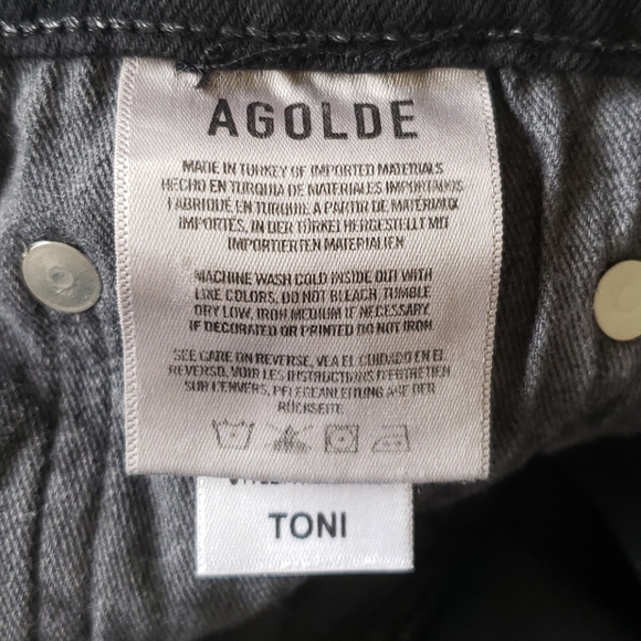 AGOLDE Toni Mid Rise Straight Jeans, Black, Sz 29 - Picture 12 of 13